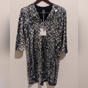 ICHI  Sequin T Shirt Blouse Dress M